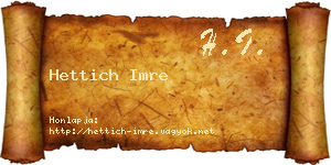 Hettich Imre névjegykártya